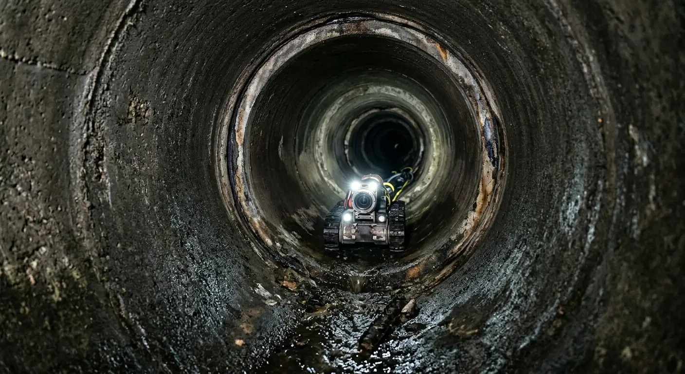 Robotic sewer camera inspecting pipe interior for Sewer Line Cleaning in La Presa